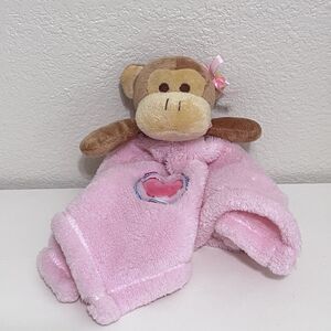 Cutie Pie Baby Pink Monkey Security Blanket Lovey Lovie Blankie